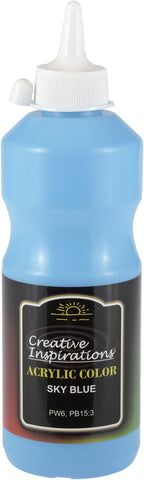 Creative Inspirations Acrylic Paint - Sky Blue - 500 mL Bottle - Smooth & Creamy Consistency, Vibrant Pigmentation, Great Coverage for Artists - Clean Up with Soap & Water