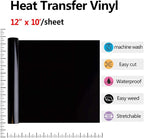 RENLITONG Black HTV Iron on Vinyl 12Inch by 10ft Roll Heat Transfer Vinyl for T-Shirt HTV Rolls for All Cutter Machine - Easy to Cut & Weed for Heat Transfer Design