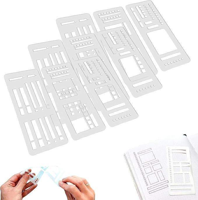 Handmade Flexible Record Template, Reusable Planner Stencils for Journaling, Calendar, Checklists, Scrapbooking & DIY Craft Supplies (3 Set)