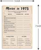 50th Birthday Party Games, Movie in 1975 Games, Birthday Party Supplies for Adults, Fun 1975s Party Game，Pack of 30 Cards