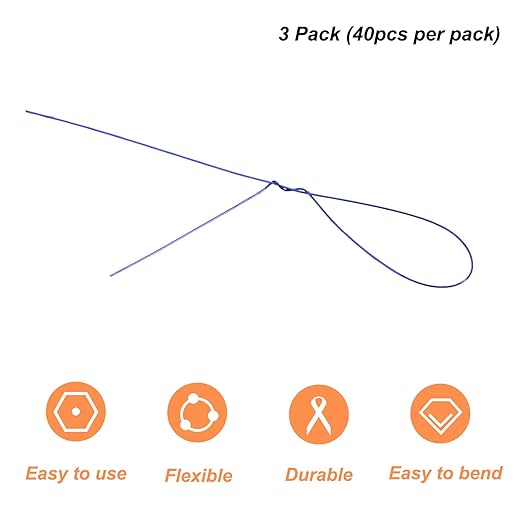 PATIKIL 32 Inch 22 Gauge Floral Stem Wire, 3 Pack/120 Pieces Bouquet Stem Paper Wrapped for DIY Crafts Flower Arrangements, Blue