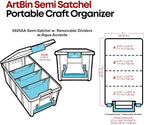 ArtBin 6925AA Semi Satchel with Removable Dividers, Portable Art & Craft Organizer with Handle, [1] Plastic Storage Case, Clear with Aqua Accents