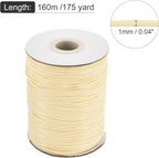 MECCANIXITY Waxed Cord 1mm Waxed Polyester Cord 175 Yard Wax String for Bracelet Making,Necklaces, Beading,Jewelry Making and DIY Crafts(Beige)