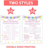 ALodr Girls Birthday Party Set, 20 Birthday Double Sided Cards Set, Girls Birthday Party Activity Notebook Themed Party Activity and Idea - Girl Birthday Supplies, Activity, Decorations