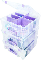 ArtBin 6990JZ Super Satchel Double Deep Compartment Box - Art Storage with 8 Removable Compartments, Smart Closure for Craft Supplies (Purple- Pack of 1)