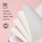 Lightwish Square Watercolor Journal,100% Cotton,300gsm/140lb,Acid-Free,24 Sheets Cold Press Watecolor Sketchbook for Artists Adults Students,6.29 * 6.29 Inches(Purple Sunset)