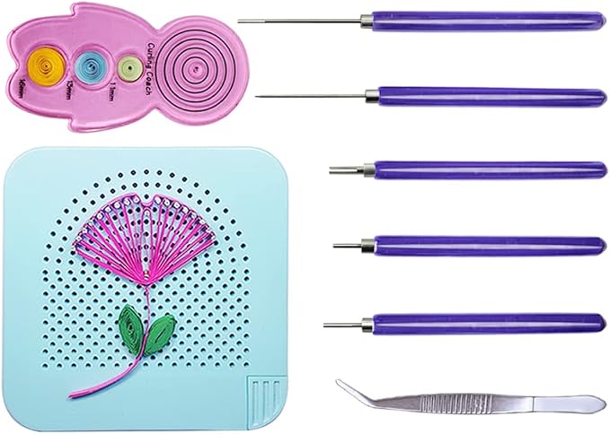 8 Pieces,Quilling Kits,Paper Quilling Tools,Quilling Knitting Board,Quilling Needles,Quilling Curling Coach,Paper Craft DIY Tools,Assorted Sizes Rolling Curling Quilling Needle Pen,XIWUMOER (Blue)