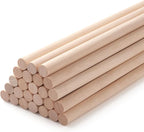 Wood Dowels Wooden Dowel Rods for Crafts, 25PCS 1/2 x 18 Round Macrame Wooden Sticks for Crafting, Unfinished Hardwood Sticks for Arts and DIYers, Tiered Cake Support and Wedding Ribbon Wands