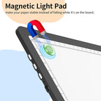 Elice Magnetic A4 Light Board with Bag for Diamond Painting, Tracing LED Light Box with Side Buttons, Super Bright Diamond Art Light Pad, Light Table for Drawing, Sketching, Weeding Vinyl - Black