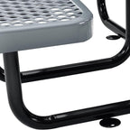 Global Industrial 46" Round Picnic Table, Expanded Metal, Gray Thermoplastic Coating, Attached Benches, 1-1/2” Umbrella Pole Hole, Outdoor-Rated, 1000 lb Capacity