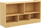 Toy Storage Organizer, 2-Tier Kids Bookshelf, 5 Cube Kids' Bookcases, Cabinets & Shelves, Wooden Toy Organizers, Small Book Shelf for Bedroom, Playroom, Classroom, Nursery (Burlywood)