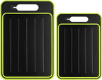 Cutting Board Double Sided,2 Pcs Vegetable Board With Sharpening Stone,Large Size+Small Size,Food Grade Stainless steel and Wheat straw PP Material,Eco-Friendly (black)