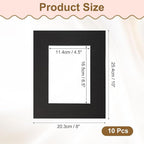 uxcell 10Pcs Picture Mats, 8 x 10 Mat Board Center for 5 x 7 Pictures Acid Free White Core Bevel Cut Frame Mattes for Display Art Measuring, Black