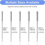 50PCS Sewing Machine Needles, Universal Sewing Machine Needle for Singer, Brother, Janome, Varmax, Needles for Sewing Machine with Sizes HAX1 65/9, 75/11, 90/14, 100/16, 110/18