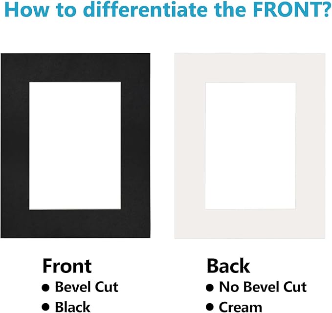 Egofine 8x10 Black Picture Mats Pack of 14, Frame Mattes for 5x7 Pictures, Acid Free, 1.2mm Thickness, with Core Bevel Cut