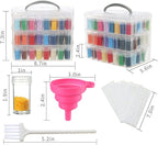 Douorgan 3-Tier Diamond Painting Storage Containers Portable Bead Organizer and Storage Box Stackable Arts & Crafts Organizers for Nail Charms Seed, 132 Round, Funnel, Stickers