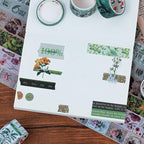 MAFELOE Decorative Vintage Washi Tapes Set 20 Rolls 2 Meters Long, Adhesive Scrapbook Junk Journaling Art Craft Collage Supplies-Forest Dream Series-Green (WT-M4-SLMJ)