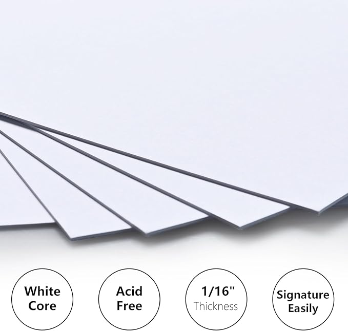 Egofine 14 Pack Mat Board, 11x14 Backing Board, Acid Free White Uncut Mat Board for Photos, Pictures, Frames, Artworks and Paints