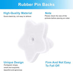 100 Pack Star Shape Rubber Pin Backs, Lapel Pin Backing Locking Pin Keepers, Brooch Holder for Uniform Badge Hat Tie（White）