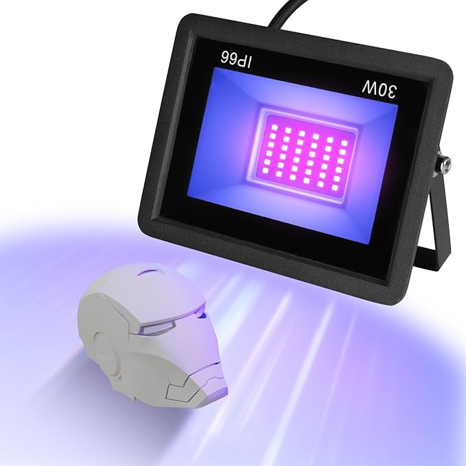 30W UV Light for Resin Curing 3D Printer Curing Lamp Kit for SLA/DLP/LCD 3D Printing 395-405nm Efficient IP66 Waterproof Flood Light with 36pcs Black Light Lamp Beads (Curing Lamp 30W)