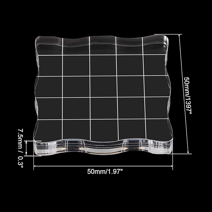 PATIKIL 2" x 2" Acrylic Stamp Block, 2 Pack Clear Stamping Block with Grid Lines Decorative Mounting Blocks Wave for Scrapbooking DIY Crafts Card Making