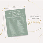 Bridal Shower Games Cards, Wedding Traditions Why Do We Do That, 25 Game Cards with 1 Answer Card, Engagement Party Wedding Games for Guests, Minimalist Green Wedding Party Supplies - C08