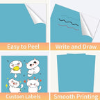 Printable Sticker Paper, 20 Sheets Lake Blue Printable Sticker Paper, Laser/Inkjet Printing- Matte, Letter Size (8.5" x 11")
