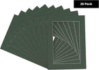 11x14 Mat for 8.5x11 Photo - Precut Hunter Green Picture Matboard for Frames 11 x 14 Inches - Bevel Cut to Display Art 8.5 x 11 Inches - Acid Free Pack of 25 MATS with Backing Boards & Clear Bags
