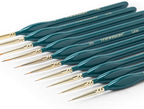 Transon 10pcs Fine Detail Miniature Art Painting Brush Set for Acrylic Watercolor Craft Rock Face Painting Green