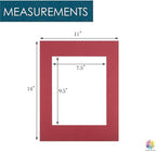Mat Board Center, Pack of 10, 11x14 for 8x10 China Red Color Mats - Bevel Cut, Acid Free, 4-ply Thickness, White Core - for Pictures, Photos, Framing