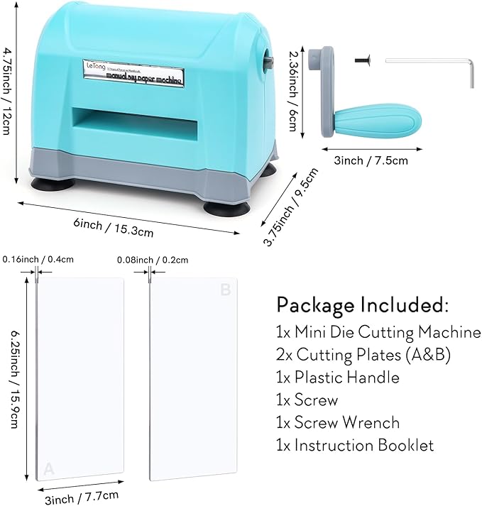 Mini Manual Die Cutting Machine, Portable Die Cut and Embossing Machine for Card Making Scrapbooking Paper Crafting Mini Die Cuts Machine Works with Dies and Folders That Are 3" Wide or Smaller