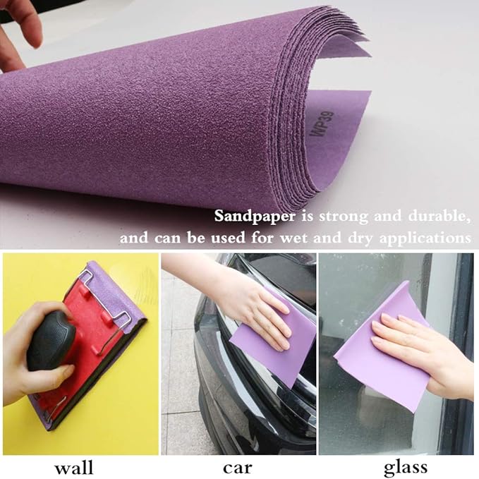 MAXMAN 1200 Grit Sandpaper 20 PCS, Wet Dry Sandpaper Sheets 9 x 11 Inch, Sand Paper for Wood Furniture, White Fused Alumina Abrasive Sanding Paper for Metal, Drywall, Automotive Polishing, Purple