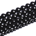 6mm 66pcs Natural Black Agates Onyx Stone Beads Smooth Round Loose Spacer Beads for Jewelry Making DIY Bracelets 15"