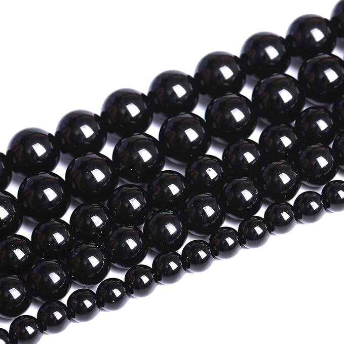 8mm 100pcs Natural Black Agates Onyx Stone Beads Smooth Round Loose Spacer Beads for Jewelry Making DIY Bracelets 32" 2 Strands