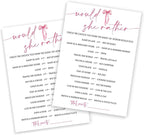 Wedding Shower Games Cards, Would She Rather Bridal Shower Game for 25 Guests, Engagement Party Wedding Games for Guests, Pink Ribbon Bow Wedding Party Supplies - E11