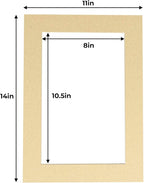 11x14 Mat for 8.5x11 Photo - Precut Tan Picture Matboard for Frames 11 x 14 Inches - Bevel Cut Matte to Display Art 8.5 x 11 Inches - Acid Free Pack of 100 MATS with Backing Boards & Clear Bags