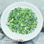 Assorted Glass Beads for Jewelry Making Multi Size Colors Glass Star Moon Seed Pearl Spacer Beads for Bracelets Necklace Earring Making(White Light Green)
