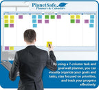 Sky Blue 7-Column Task, Goals & Objective Wall Horizontal Organizer 36" x 75". Complete with Marker