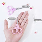 3.5" Sharp Small Craft Scissors all Purpose, Precision Straight and Curved Fine Tips for Thread Yarn Fabric Cutting, Mini Scissors with Protective Cover, Ideal for Sewing, Embroidery, Beauty, Crochet