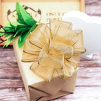 CT CRAFT LLC Sheer Organza Wired Ribbon 2.5" x 50Yards Tan (Gold) for Wedding Chair Bow Flora Bouquet Gift Wrapping Christmas Tree Home Decor Wreath