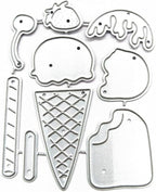 Cutting Dies Metal Stencils Scrapbooking Tools Flowers Lace Frame DIY Embossing Template for Paper Card Making Album Arts Crafts Supplies (Ice Cream-6.1x7.5cm)