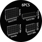 Pine & Linen 6 Pack Clear Stamp Blocks, Acrylic Tools Grid Lines Set, Scrapbooking Crafts for DIY Crafts/Scrapbooking/Card Making/Ornaments/Stamping Projects(Style-1)