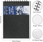 8.3x5.8 Sketch Book, Top Spiral Bound Sketch Pad, 60sheets 92lb/150gsm Bright White Paper, Acid-Free Mixed Media Paper for Painting, Dawing & Art Supplies. B-Black