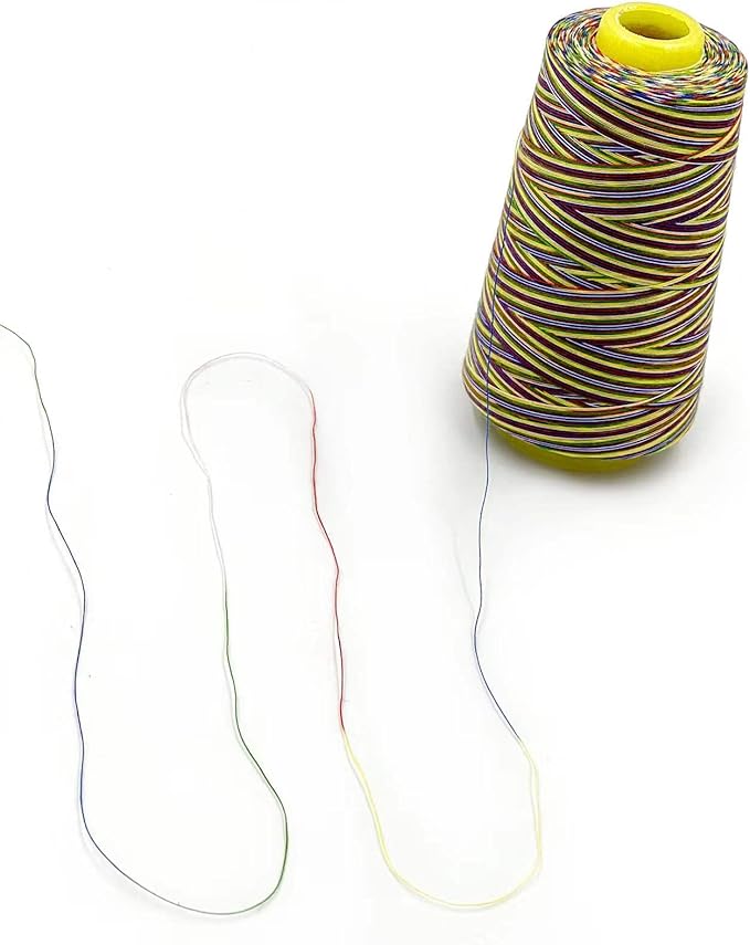 Tortoise 4 Cones of 3000 Yards Each Spool Thread for All Purpose, Serger, Overlock, Quilting, Sewing Machine - 100% Polyester - 40S/2 Rainbow
