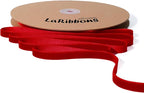 LaRibbons Thin Velvet Ribbon 3/8 Inch x 25 Yards, Red Velvet Ribbon for Christmas Tree, Gift Wrapping, Wreath Bow, Outdoor Decoration
