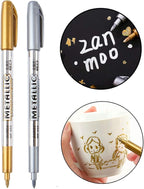 MYARTOOL Metallic Marker Pens, Silver Metallic Permanent Markers for Artist Illustration, Crafts, Gift Card Making, Scrapbooking, Fabric, DIY Photo Album, Value Set of 8