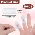 PAGOW 10pcs Gel Finger Cots/Covers, Silicone Finger Protector Support, Finger Caps Finger Sleeves Thumb Protector for Finger Cracking Trigger Finger Arthritis Pain Relief (White, Small)