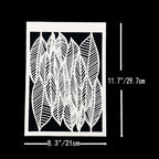 TIAMECH 6 Pcs A4 Reusable Geometric Stencils for Painting - Hollow Leaves & Abstract Curve Lines Texture Layering Templates, DIY Wall Art, Furniture, Scrapbook & Crafts