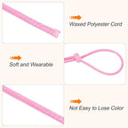 MECCANIXITY Waxed Cord 1mm Waxed Thread 87 Yard Wax String Leather Cord for Bracelet Making, Necklaces, Beading, Jewelry Making and DIY Crafts(Pink)