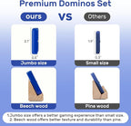 Dominoes Set for Adults with 4 Wooden Racks/Trays, Double Six Travel Portable Case 6 Tiles Holders, 28 Dominos Family Board Games - Blue